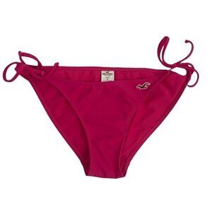 Hollister Ruffle Trim String Bikini Bottoms - Raspberry Pink, Size Small Juniors